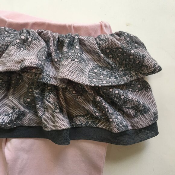 Baby V Skirt Sz 3 Months Pink Gray Lace Tights Jersey Knit - Picture 3 of 11